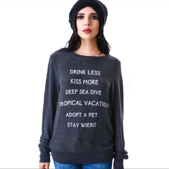 WILDFOX New Years Resolutions Statement Sweatshirt NWT, M - Picture 2 of 6